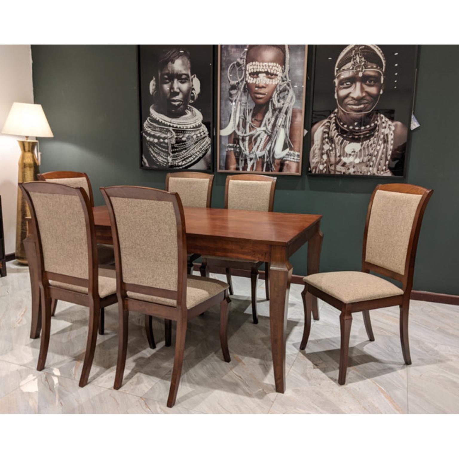 Wooden 6 Seater Dinning Table Set - Code: 68