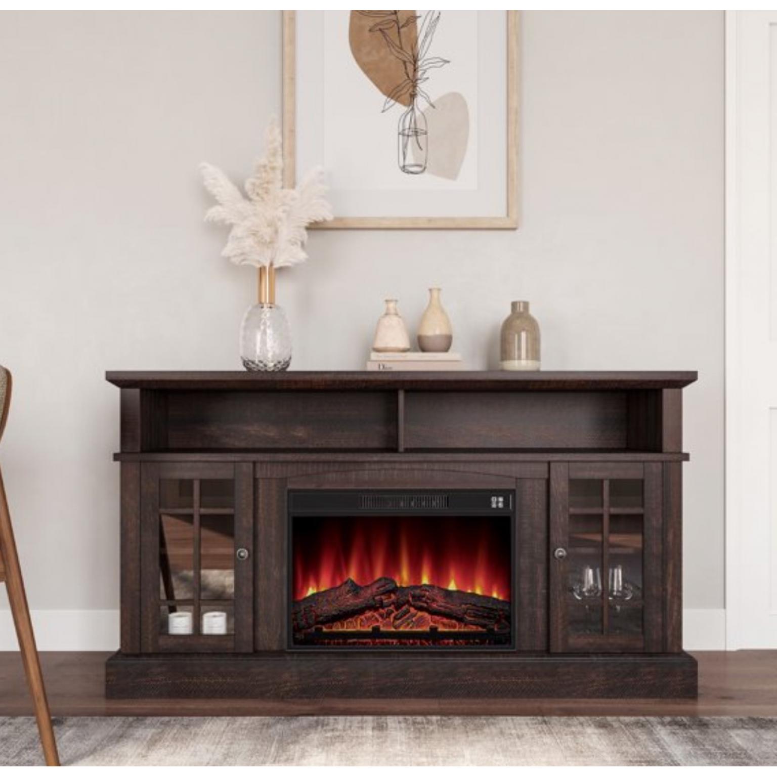 Wooden TV Stand with Electric Fire Place - Code: LPPF59